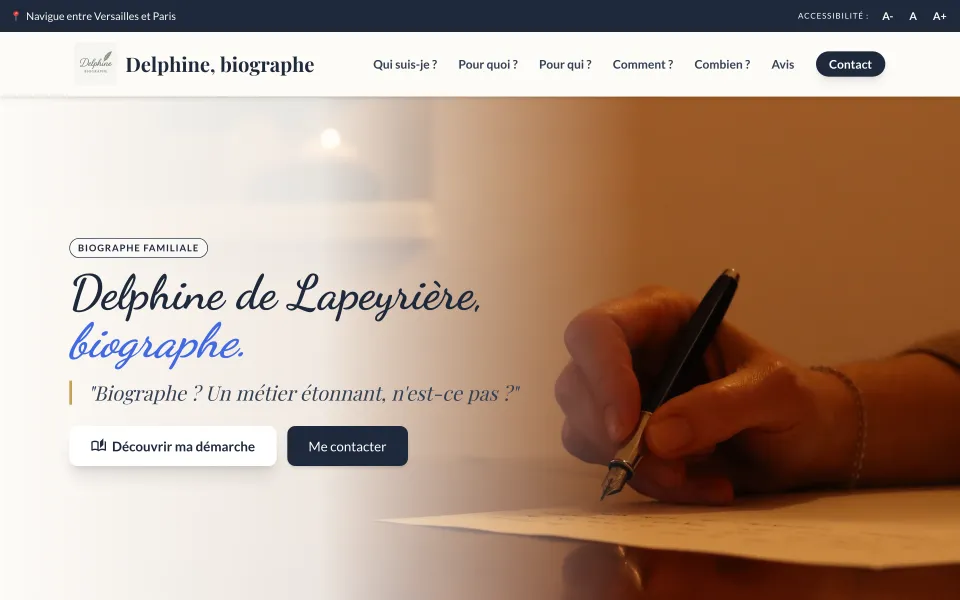 Capture d'écran de Biographe Delphine de la Peyrière